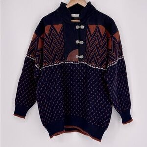 Vintage Sondre Authentic Norwegian 100% Wool Sweater Men’s Size Large Navy Blue